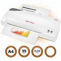 Ламинатор BRAUBERG L65, формат А4, толщина пленки 1 сторона 75-125 мкм, скорость 51 см/мин, 531352