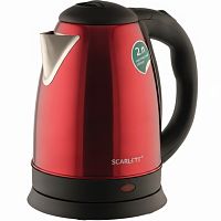 Чайник SCARLETT SC-EK21S76, 2 л, 1800 Вт, закрытый нагревательный элемент, сталь, красный