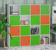 Модульный стеллаж Локер (Locker) 4 секции, 1632х350х1593 мм (цветные фасады)