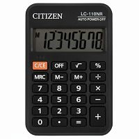 Калькулятор карманный CITIZEN LC-110NR, МАЛЫЙ (89х59 мм), 8 разрядов, питание от батарейки, ЧЕРНЫЙ