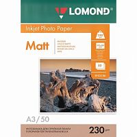 Фотобумага БОЛЬШОГО ФОРМАТА A3, 230 г/м2, 50 листов, односторонняя, матовая, LOMOND, 0102156