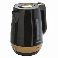 Чайник SONNEN KT-1776, 1,7 л, 2200 Вт, закрытый нагревательный элемент, пластик, черный/горчичный, 453418