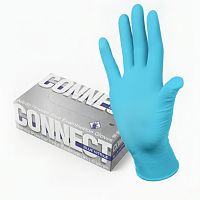 Перчатки смотровые нитриловые CONNECT, голубые, 50 пар (100 штук), размер XL (очень большие), -