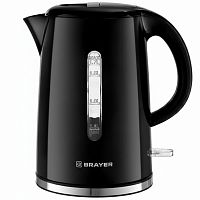 Чайник BRAYER BR1032, 1,7 л, 2200 Вт, закрытый нагревательный элемент, автоотключение, пластик, черный, 1032BR