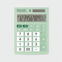 Калькулятор настольный BRAUBERG ULTRA PASTEL-12-LG (192x143 мм), 12 разрядов, двойное питание, МЯТНЫЙ, 250504