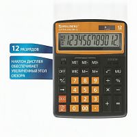 Калькулятор настольный BRAUBERG EXTRA COLOR-12-BKRG (206x155 мм), 12 разрядов, двойное питание, ЧЕРНО-ОРАНЖЕВЫЙ, 250478