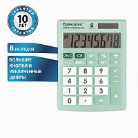 Калькулятор настольный BRAUBERG ULTRA PASTEL-08-LG, КОМПАКТНЫЙ (154x115 мм), 8 разрядов, двойное питание, МЯТНЫЙ, 250515