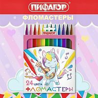 Фломастеры ПИФАГОР "ЕДИНОРОГ", 24 цвета, вентилируемый колпачок, 152450