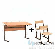 Комплект мебели ученической, парта+2 стула (1-4 классы)
