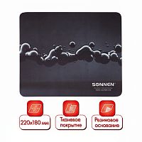 Коврик для мыши SONNEN "DROPS", резина + ткань, 220х180х3 мм, 513290