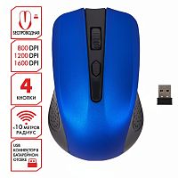 Мышь беспроводная SONNEN V99, USB, 1000/1200/1600 dpi, 4 кнопки, оптическая, синяя, 513530
