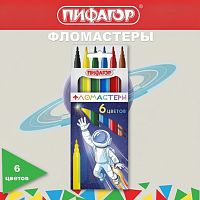 Фломастеры ПИФАГОР "Космическая одиссея", 6 цветов, вентилируемый колпачок, 152443