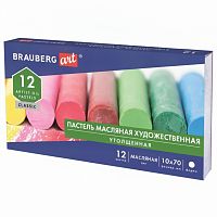 Пастель масляная художественная BRAUBERG ART CLASSIC, УТОЛЩЕННАЯ, 12 цветов, круглое сечение, 181450